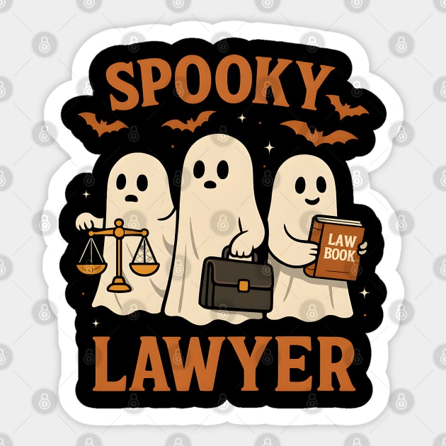 Spooky Lawyer Ghosts Halloween Graphic | Retro Law Artwork Sticker by MakerMind8.2